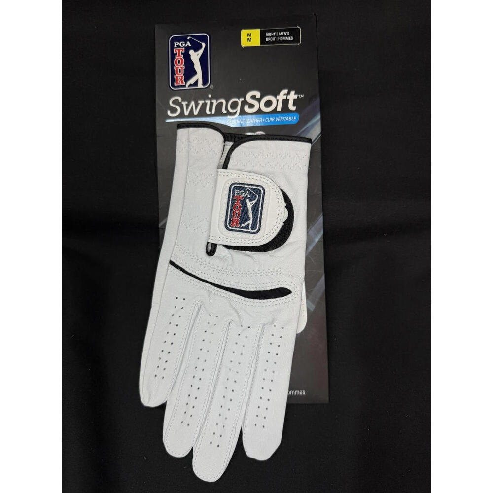 PGA Tour SwingSoft Golf Glove Medium Right Men's‎ Cabretta Leather White New